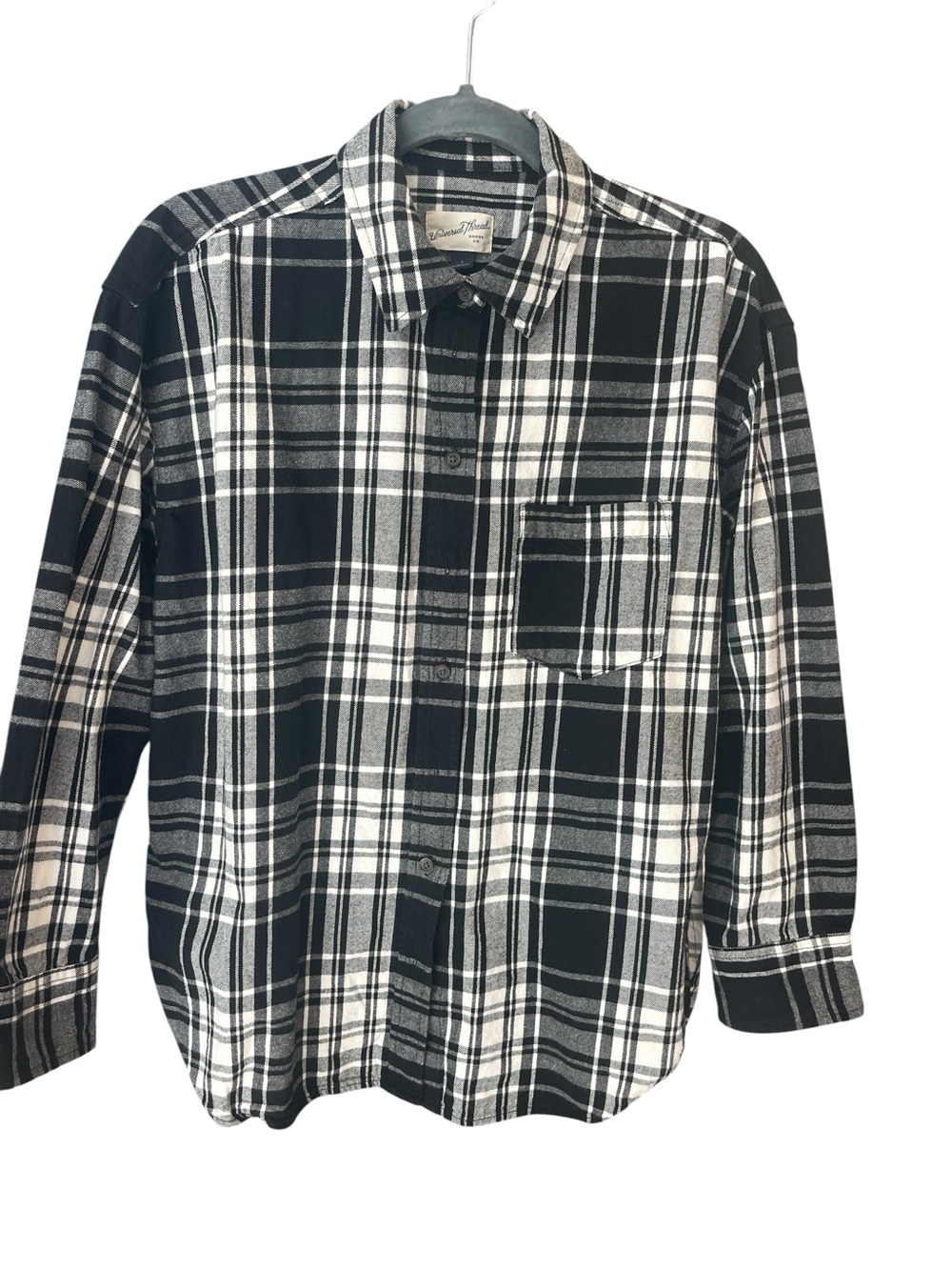 Universal Thread Black and White Plaid Button-Down Shirt
